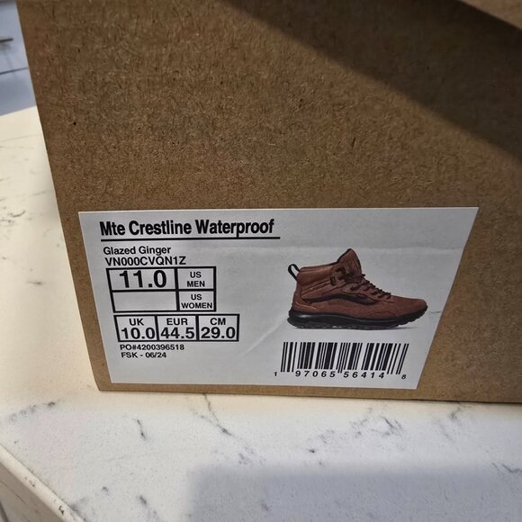 Vans MTE Crestline Waterproof Glazed Ginger Mens Size 11 Boots HIKING SHOE NEW - Picture 9 of 9